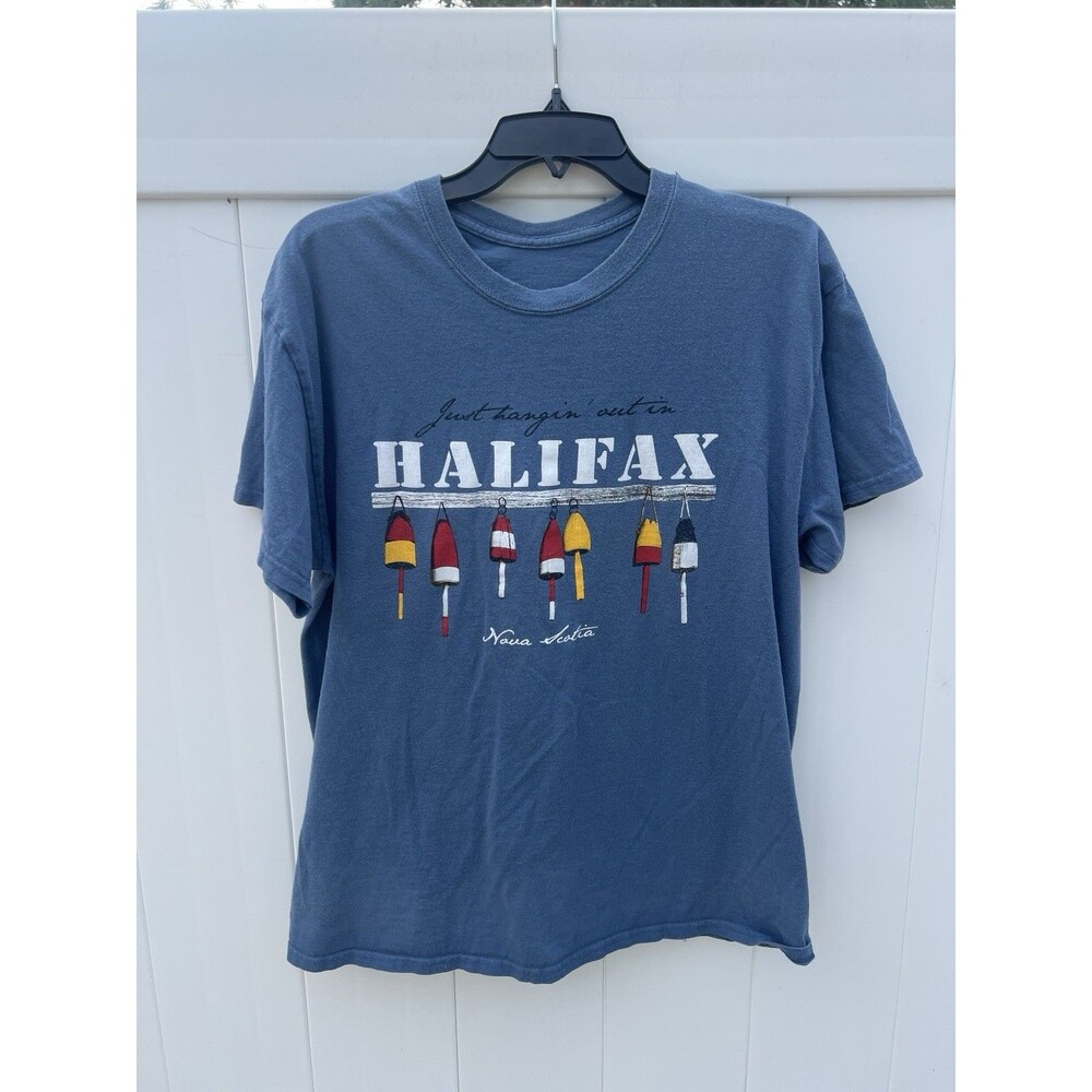 Vtg Halifax Canada T Shirt Mens Large Blue